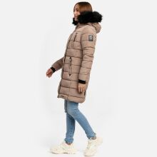 Navahoo Lotusblüte Princess Damen lange Winter Steppjacke Taupe Grey Größe M - Gr. 38