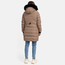 Navahoo Lotusblüte Princess Damen lange Winter Steppjacke Taupe Grey Größe M - Gr. 38