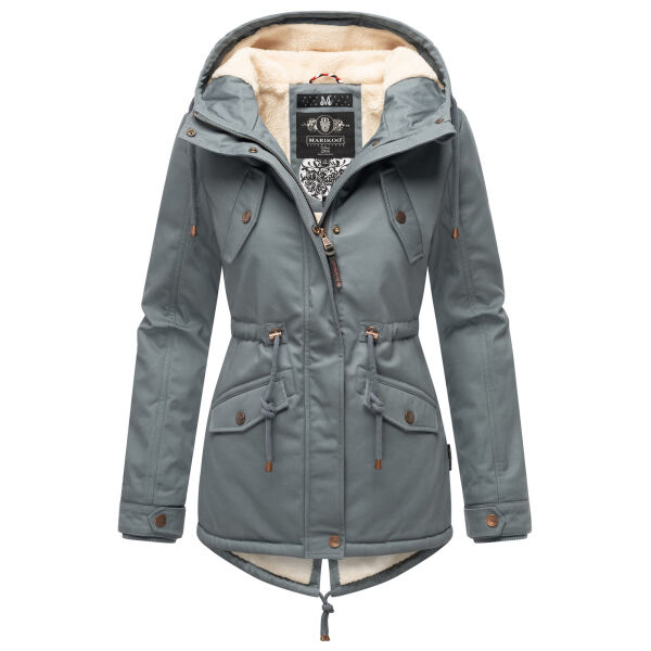 Marikoo Manolya Damen Parka Winterjacke mit Teddyfell Stormy Blue Größe XXL - Gr. 44
