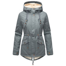 Marikoo Manolya Damen Parka Winterjacke mit Teddyfell Stormy Blue Größe XXL - Gr. 44