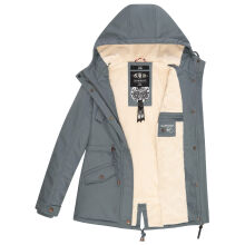 Marikoo Manolya Damen Parka Winterjacke mit Teddyfell Stormy Blue Größe XXL - Gr. 44