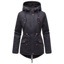 Marikoo Manolya Damen Parka Winterjacke mit Teddyfell Navy - Schwarz Größe XL - Gr. 42