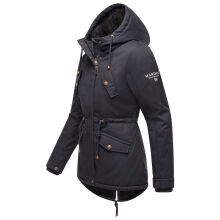 Marikoo Manolya Damen Parka Winterjacke mit Teddyfell Navy - Schwarz Größe XL - Gr. 42