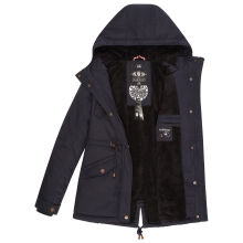 Marikoo Manolya Damen Parka Winterjacke mit Teddyfell Navy - Schwarz Größe XL - Gr. 42