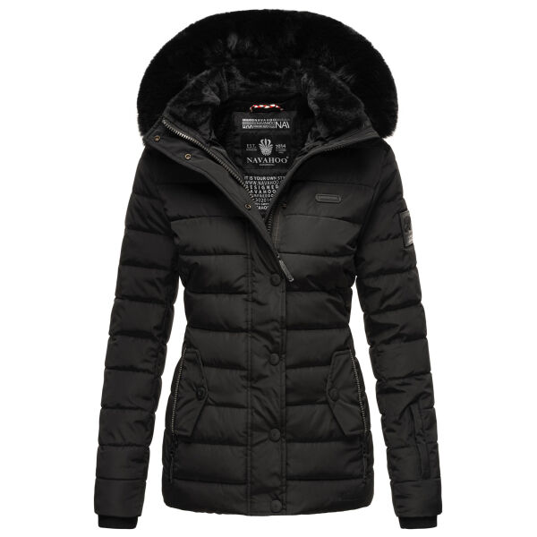 Navahoo Milianaa winter jacket quilted jacket lined hood faux fur Schwarz
