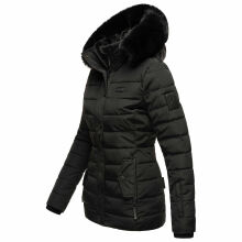 Navahoo Milianaa winter jacket quilted jacket lined hood faux fur Schwarz