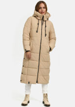Marikoo Nadeshikoo Damen lange Winter Steppjacke Beige Größe XS - Gr. 34
