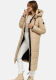 Marikoo Nadeshikoo Damen lange Winter Steppjacke Beige Größe XS - Gr. 34
