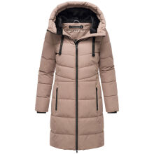 Marikoo Natsukoo Damen Winter Steppjacke lang Taupe Grey Größe S - Gr. 36