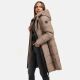 Marikoo Natsukoo Damen Winter Steppjacke lang Taupe Grey Größe S - Gr. 36