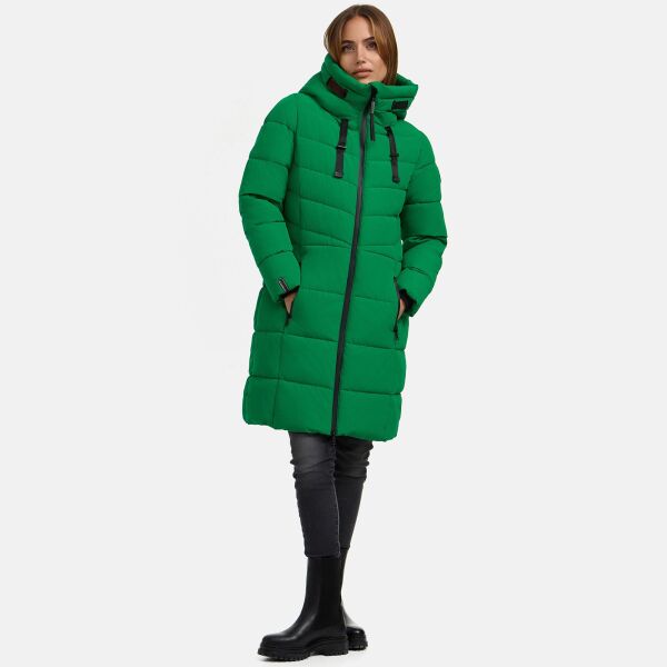 Marikoo Natsukoo Damen Winter Steppjacke lang Smaragd Green Größe XS - Gr. 34