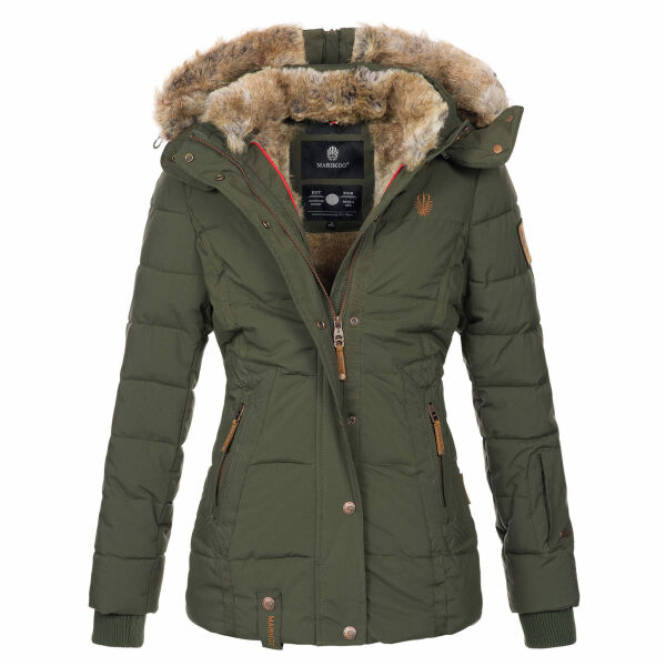 Marikoo Nekoo ladies winterjacket lined with faux fur Olive