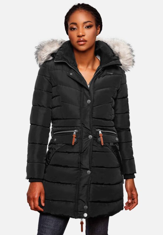Navahoo Paula Damen Parka Winterjacke Gefüttert Schwarz Größe XXXL - Gr. 46
