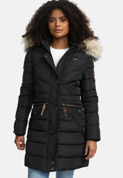 Navahoo Paula Ladies Winter Jacket Coat Parka Warm Lined Winterjacket B383 Schwarz