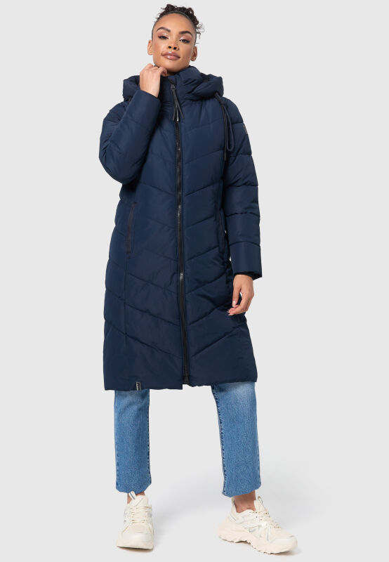 Navahoo Sahnekatzi Damen lange Winter Steppjacke Navy Größe XXXXL - Gr. 48