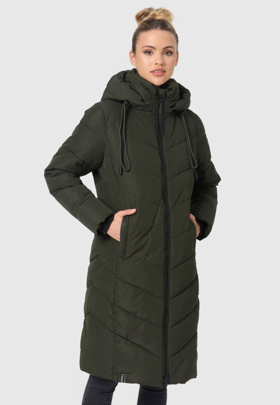 Navahoo Sahnekatzi Damen lange Winter Steppjacke Dark Olive Größe XXXL - Gr. 46
