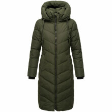 Navahoo Sahnekatzi Damen lange Winter Steppjacke Dark Olive Größe XXXXL - Gr. 48