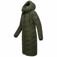 Navahoo Sahnekatzi Damen lange Winter Steppjacke Dark Olive Größe XXXXL - Gr. 48