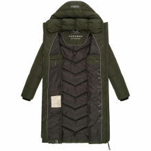 Navahoo Sahnekatzi Damen lange Winter Steppjacke Dark Olive Größe XXXXL - Gr. 48