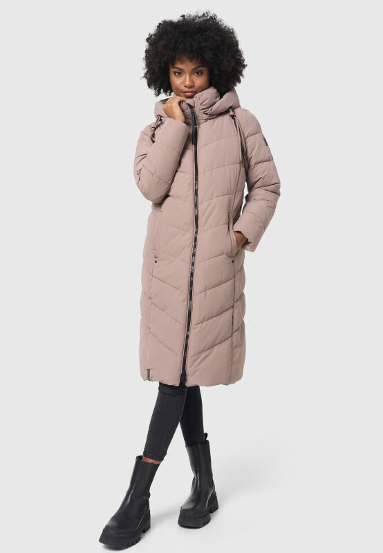 Navahoo Sahnekatzi Damen lange Winter Steppjacke Taupe Grey Größe XXXXL - Gr. 48