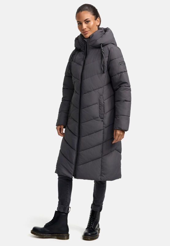 Navahoo Sahnekatzi Damen lange Winter Steppjacke Anthrazit Größe S - Gr. 36
