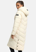 Navahoo Sahnekatzi Damen lange Winter Steppjacke Cream Größe XS - Gr. 34