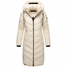 Navahoo Sahnekatzi Damen lange Winter Steppjacke Cream Größe XS - Gr. 34