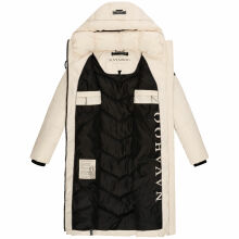 Navahoo Sahnekatzi Damen lange Winter Steppjacke Cream Größe M - Gr. 38