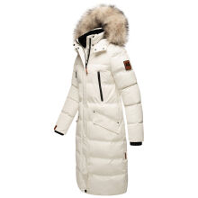 Marikoo Schneesternchen Damen lange Winter Steppjacke mit Kapuze Offwhite Gr&ouml;&szlig;e XL - Gr. 42