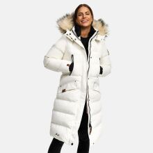 Marikoo Schneesternchen Damen lange Winter Steppjacke mit Kapuze Offwhite Gr&ouml;&szlig;e XXL - Gr. 44
