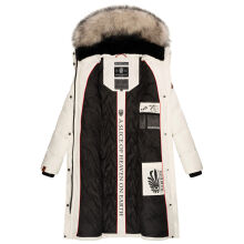 Marikoo Schneesternchen Damen lange Winter Steppjacke mit Kapuze Offwhite Gr&ouml;&szlig;e XXL - Gr. 44
