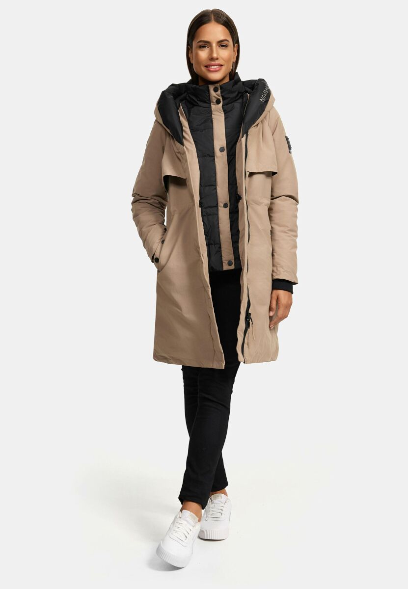 Navahoo Snowelf warme Damen Winterjacke Taupe Grey Größe XXL - Gr. 44
