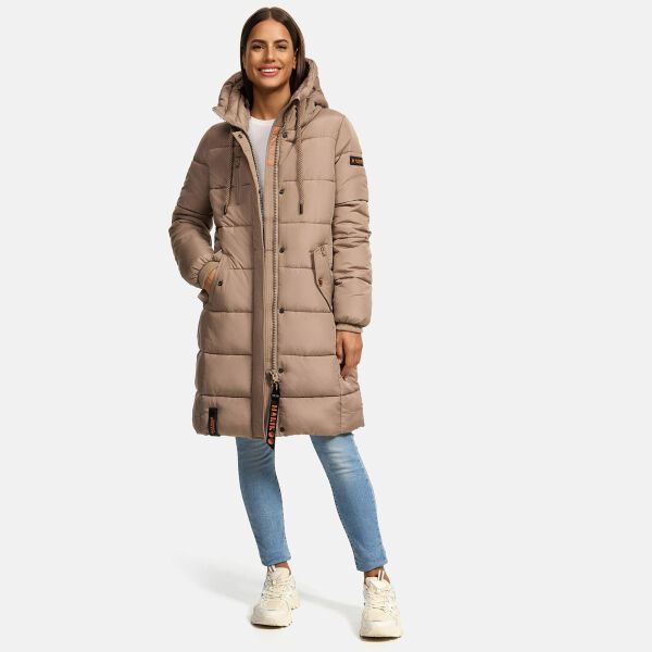 Marikoo Yuikoo lange Damen Winterjacke Taupe Grey-Größe S - Gr. 36