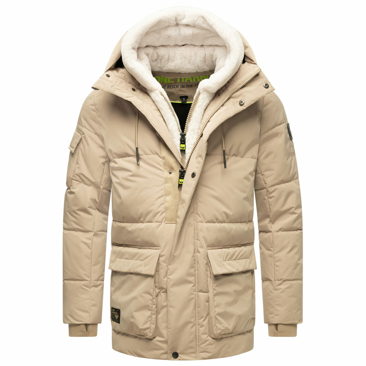 Zne Kapuzenjacke Herren WeiÃƒÂŸ Winterjacke Steppjacke Beige