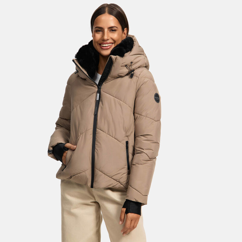 Marikoo Simaraa kurze Damen Winter Steppjacke Taupe Grey
