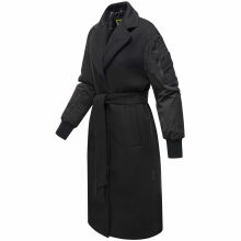 Marikoo Tjadee Damen Winter Wickelmantel Schwarz-Größe L - Gr. 40