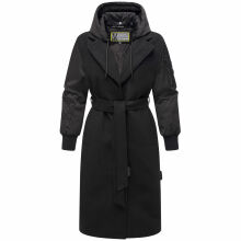 Marikoo Tjadee Damen Winter Wickelmantel Schwarz-Größe XXXL - Gr. 46