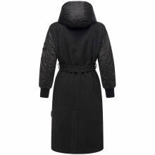 Marikoo Tjadee Damen Winter Wickelmantel Schwarz-Größe XXXL - Gr. 46
