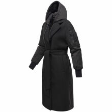 Marikoo Tjadee Damen Winter Wickelmantel Schwarz-Größe XXXL - Gr. 46