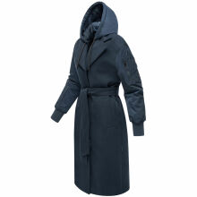 Marikoo Tjadee Damen Winter Wickelmantel Navy-Größe XXXL - Gr. 46