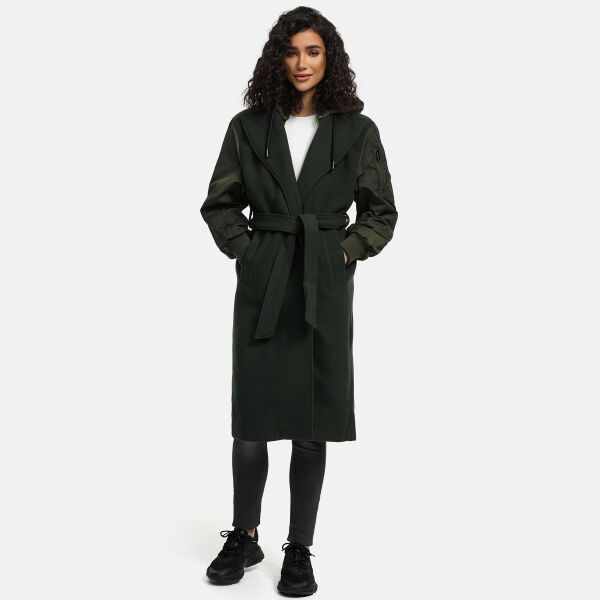 Marikoo Tjadee Damen Winter Wickelmantel Dark Olive-Größe M - Gr. 38