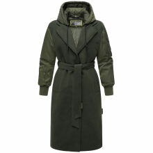 Marikoo Tjadee Damen Winter Wickelmantel Dark Olive-Größe M - Gr. 38