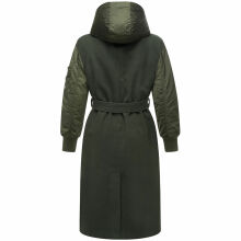 Marikoo Tjadee Damen Winter Wickelmantel Dark Olive-Größe M - Gr. 38
