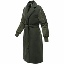 Marikoo Tjadee Damen Winter Wickelmantel Dark Olive-Gr&ouml;&szlig;e L - Gr. 40
