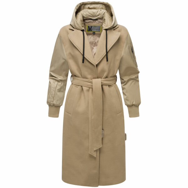 Marikoo Tjadee Damen Winter Wickelmantel Sand Beige-Größe XS - Gr. 34