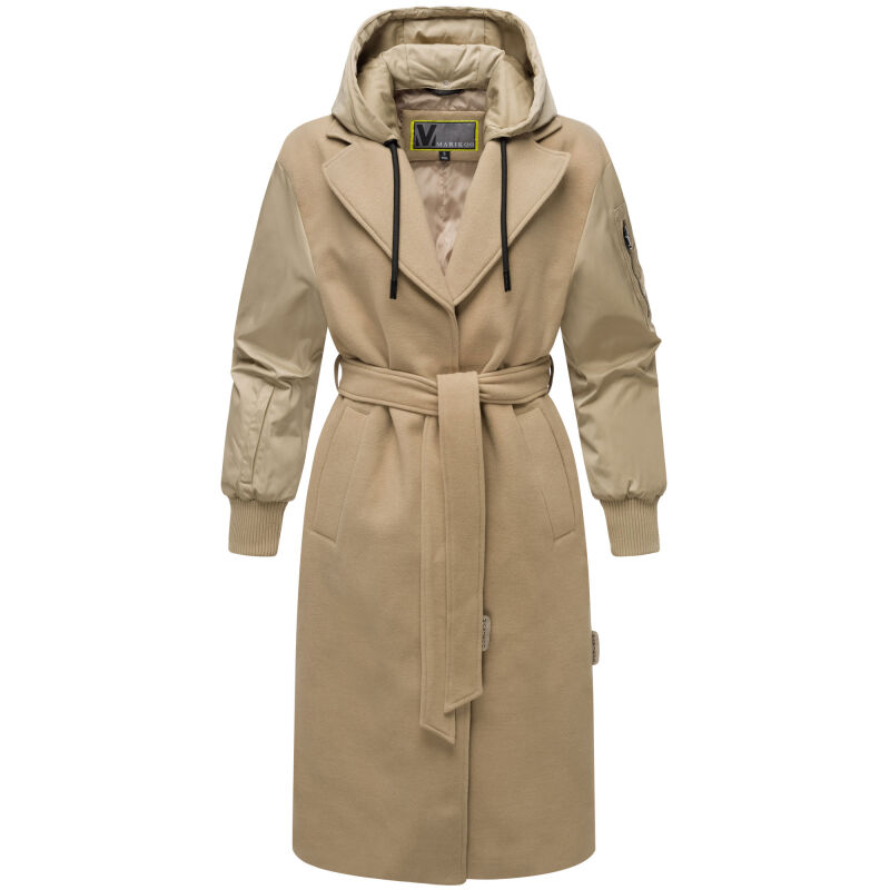 Marikoo Tjadee Damen Winter Wickelmantel Sand Beige-Größe L - Gr. 40