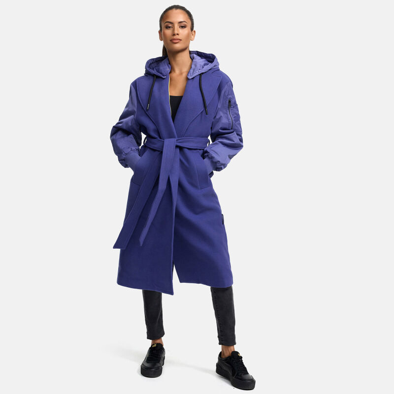 Marikoo Tjadee Damen Winter Wickelmantel Blue Violet