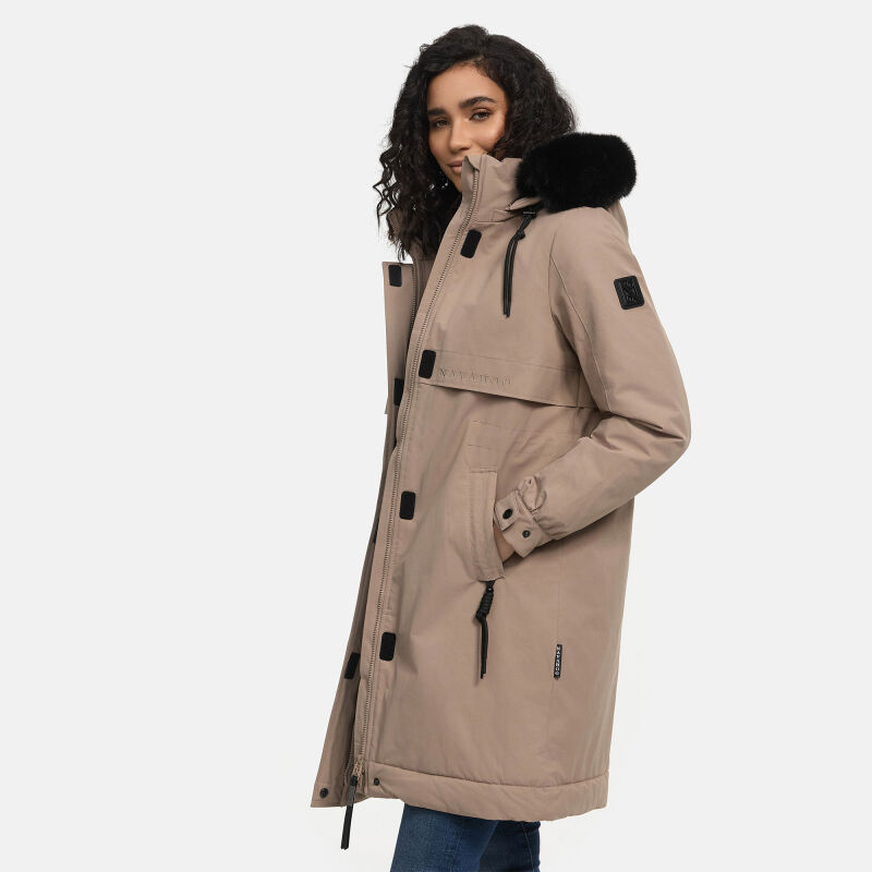 Navahoo Kaltwetterretter Damen Winterjacke Taupe Grey Größe S - Gr. 36