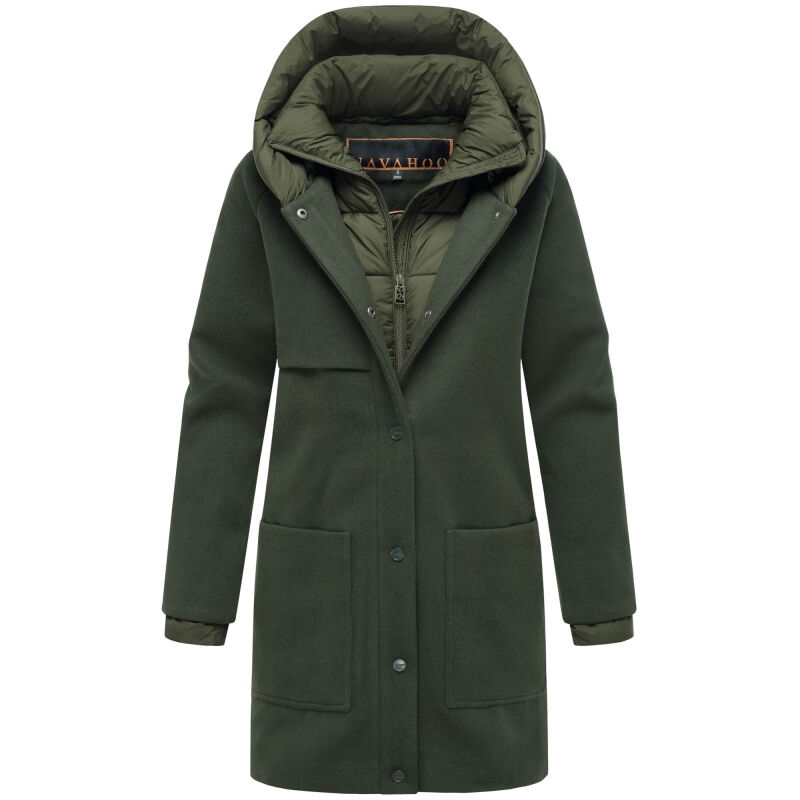 Navahoo Flauschwunder Damen Wintermantel Dark Olive