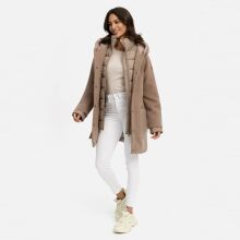 Navahoo Flauschwunder Damen Winterjacke Taupe Grey Gr&ouml;&szlig;e XL - Gr. 42